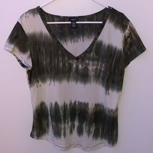 green and white tie-dye shirt